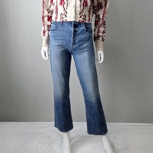 Mother The Tripper Ankle High Waisted Button Fly Straight Leg Stretch, Size 28